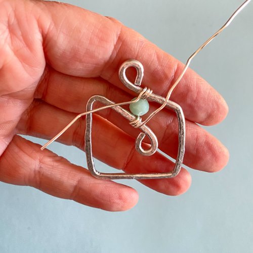 Margot Potter's Soft Square Earrings - , Contemporary Wire Jewelry, Loops, Wire Loop, Wrapped Wire Loop, wrap the wire around the earring